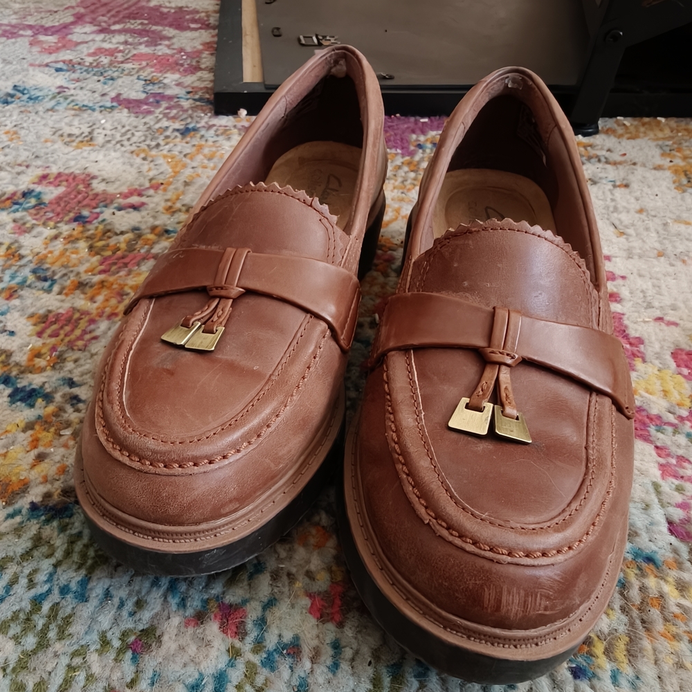 Clarks Brown Leather Loafers with Tassel